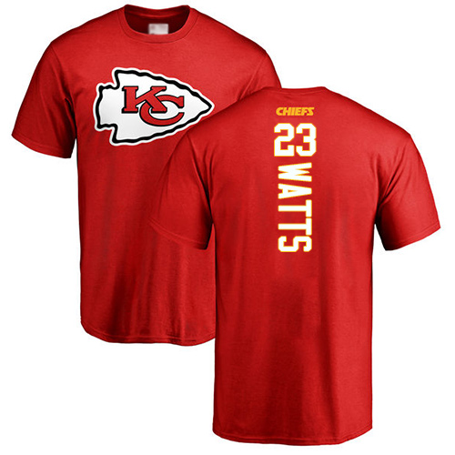 Men Kansas City Chiefs #23 Watts Armani Red Backer T-Shirt